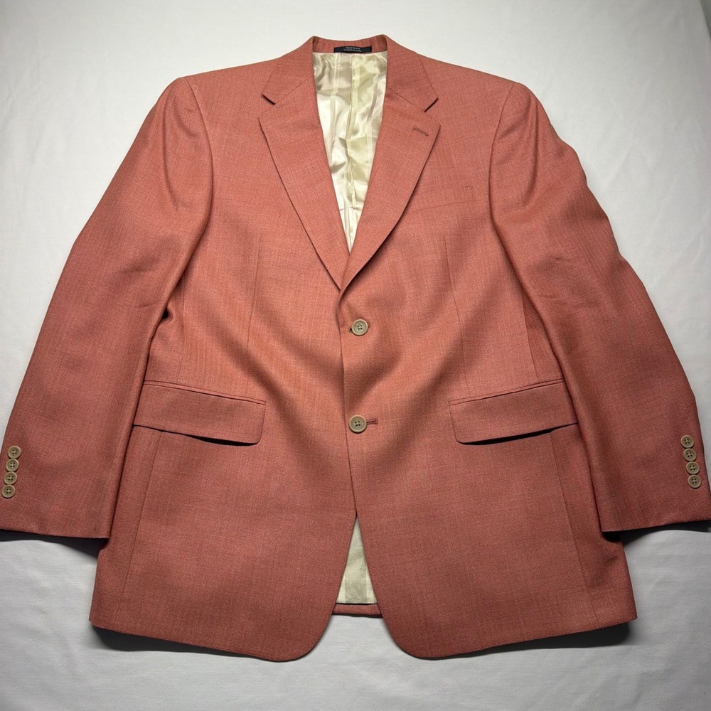Austin Reed 41R Salmon Herringbone Sport Coat Blazer Union Made USA Wedding - Picture 2 of 15
